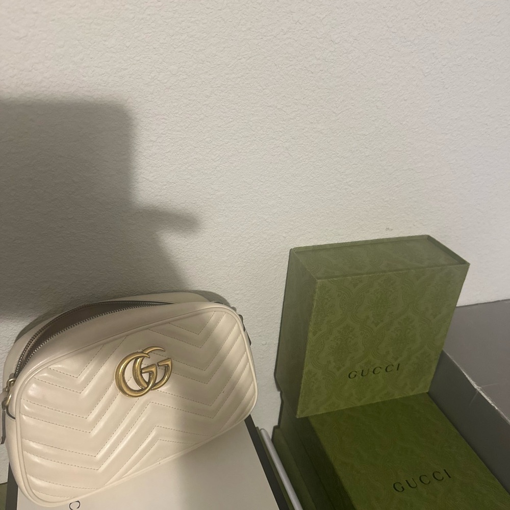 Gucci White Leather Crossbody Bag
